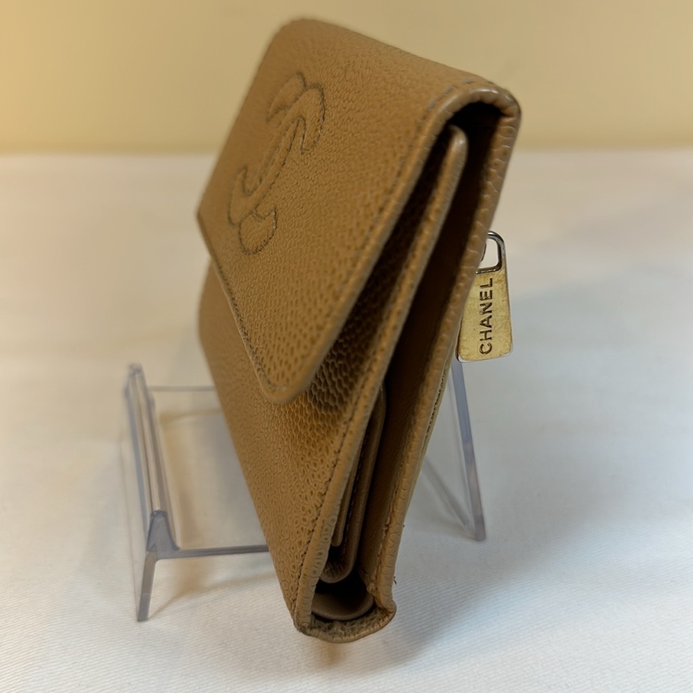 CHANEL CC Caviar Small Wallet Tan w/Serial Sticker 2002-2003 - Picture 13 of 14